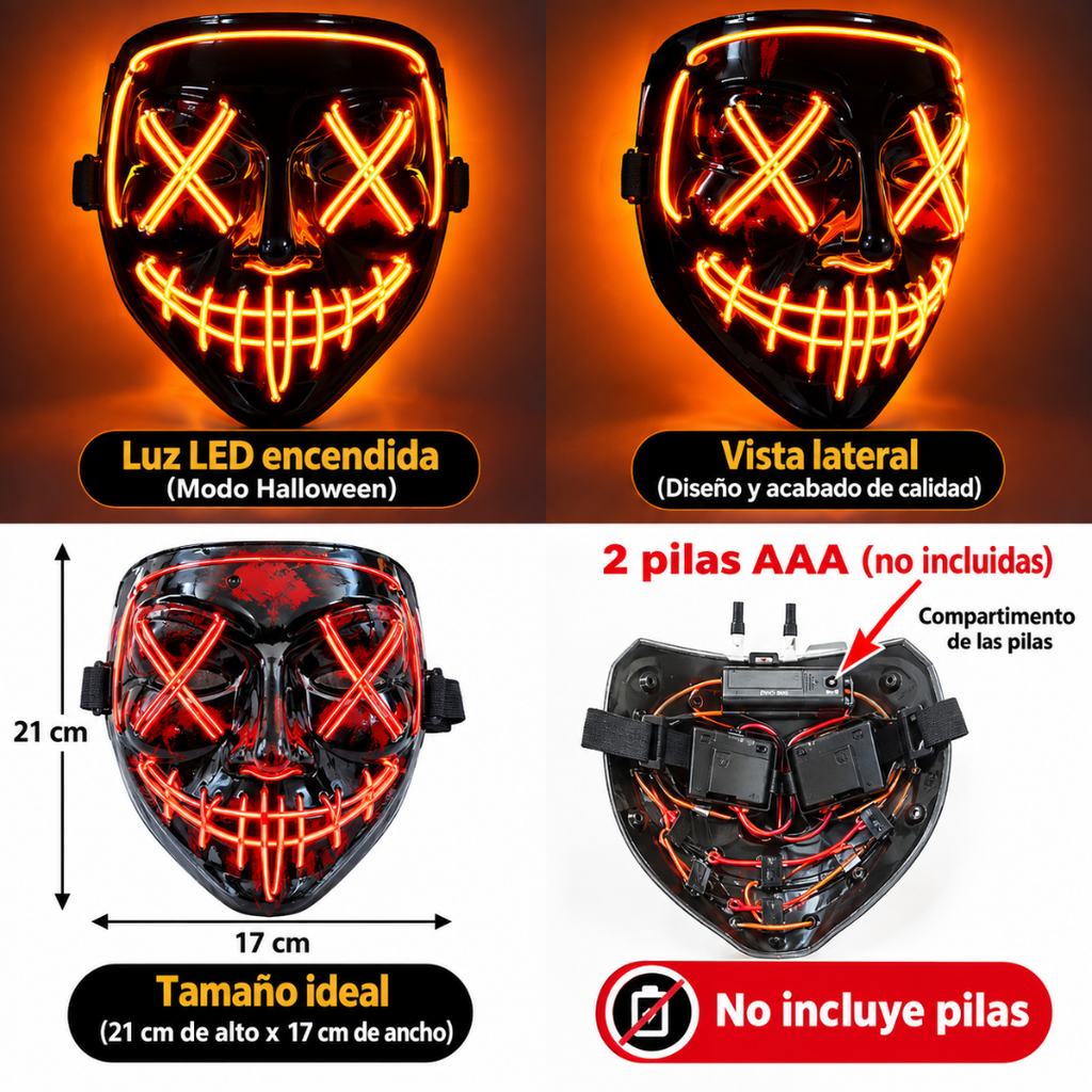 Mascara con luces LED para Hallowen